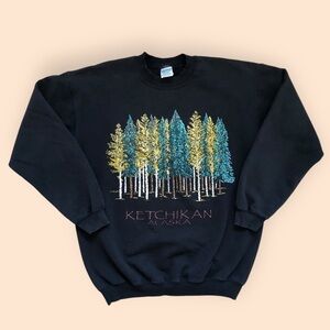 Vintage 90s Ketchikan Alaska Nature Forest Trees Crewneck Sweatshirt Unisex M